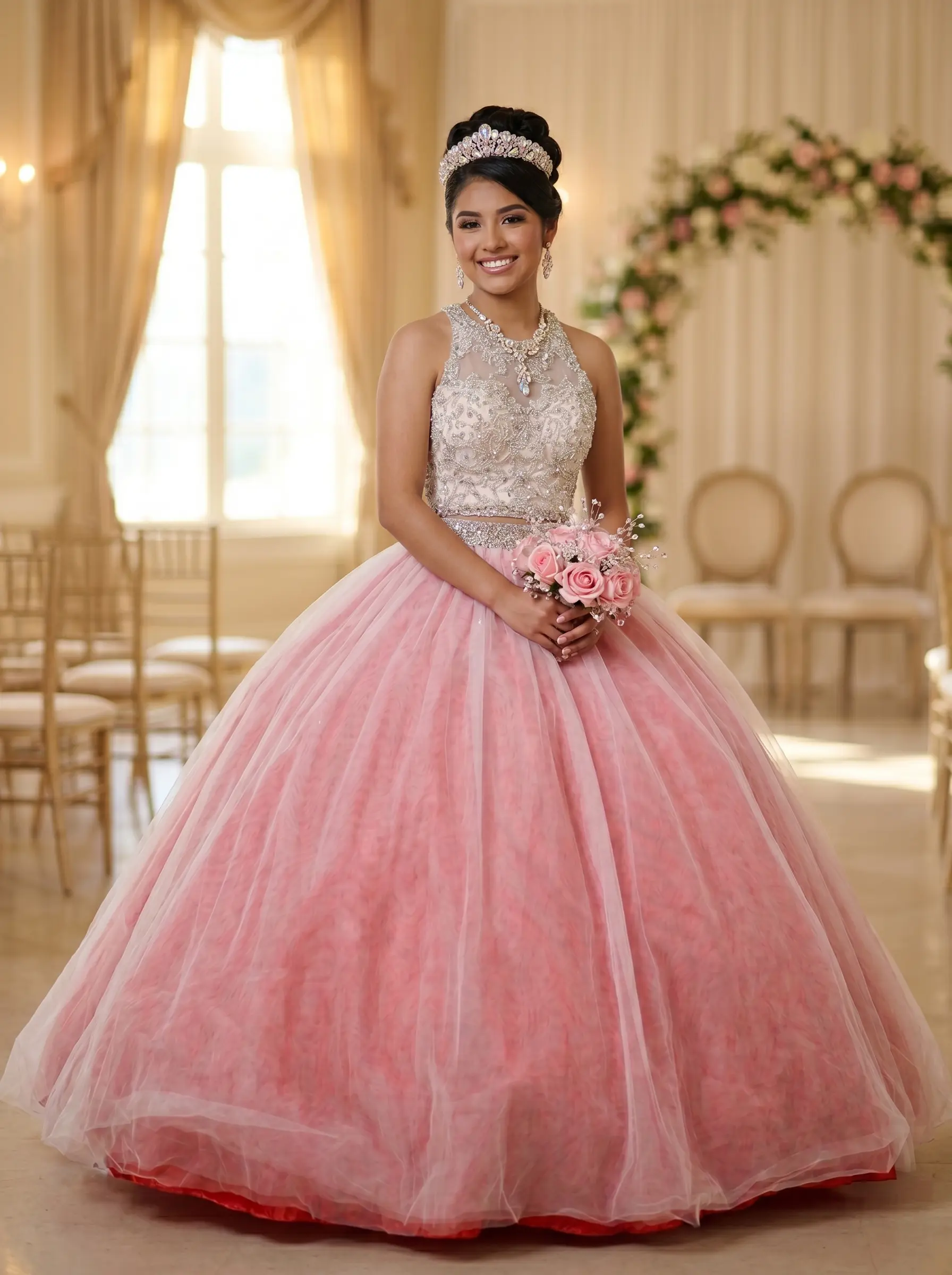 Blush Pink Ballroom on model